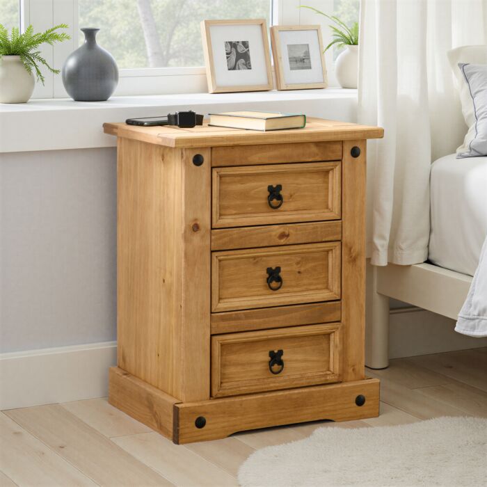 CORONA 3 DRAWER BEDSIDE