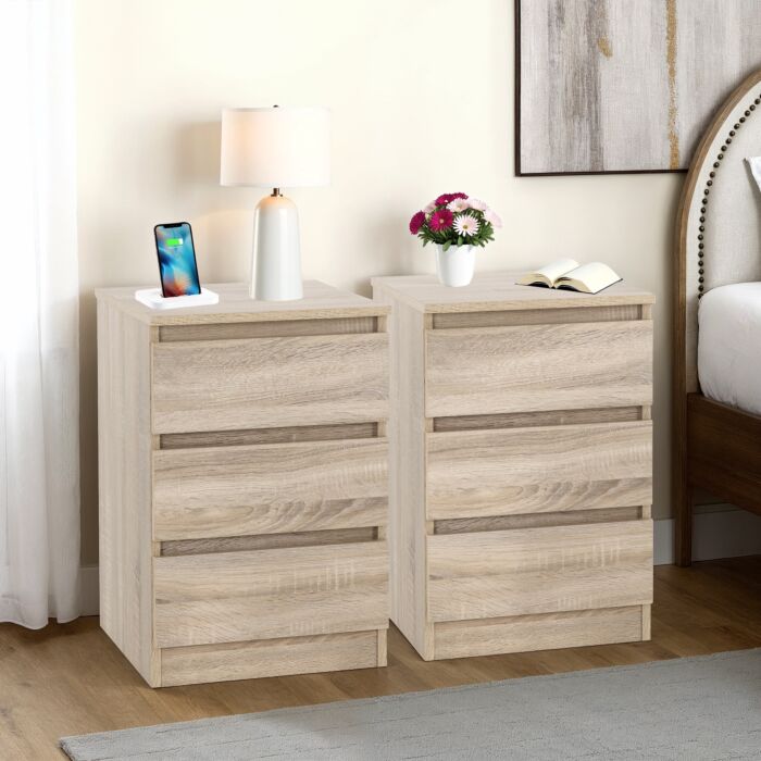 MALVERN 3 DRAWER BEDSIDE (PAIR)